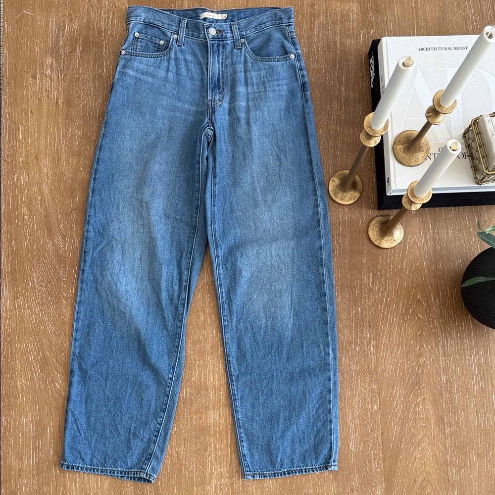 Levi’s Linen Blend Baggy Dad High Rise Straight Leg Jeans size 26